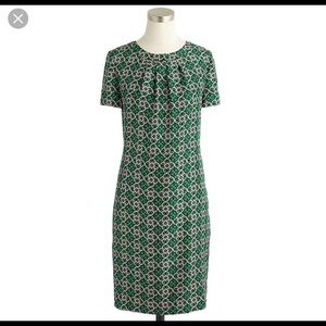 JCrew navy and emerald silk dress size 12.